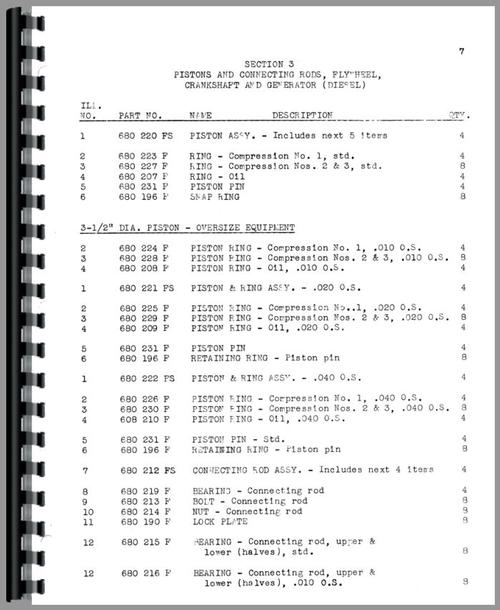 Parts Manual for Oliver 500 Tractor Sample Page From Manual