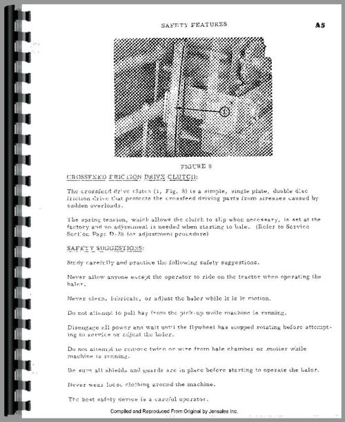 Operators Manual for Oliver 520 Baler Sample Page From Manual