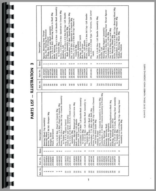 Parts Manual for Oliver 75 Lawn & Garden Tractor Sample Page From Manual