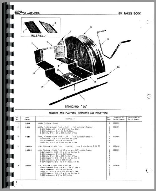 Parts Manual for Oliver 80 Tractor Sample Page From Manual