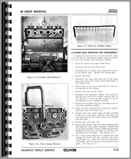 Service Manual for Oliver 80 Tractor Sample Page From Manual