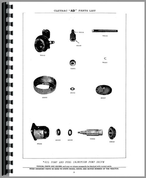 Parts Manual for Oliver AD Cletrac Crawler Sample Page From Manual