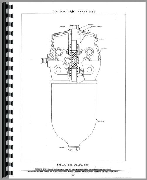 Parts Manual for Oliver AD Cletrac Crawler Sample Page From Manual