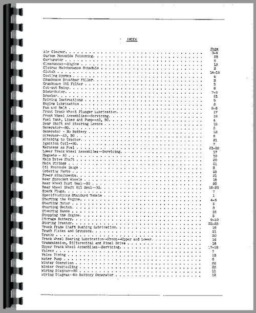 Service Manual for Oliver AG Cletrac Crawler Sample Page From Manual