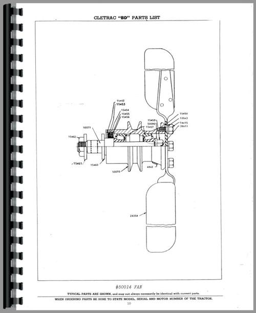 Parts Manual for Oliver BD Cletrac Crawler Sample Page From Manual