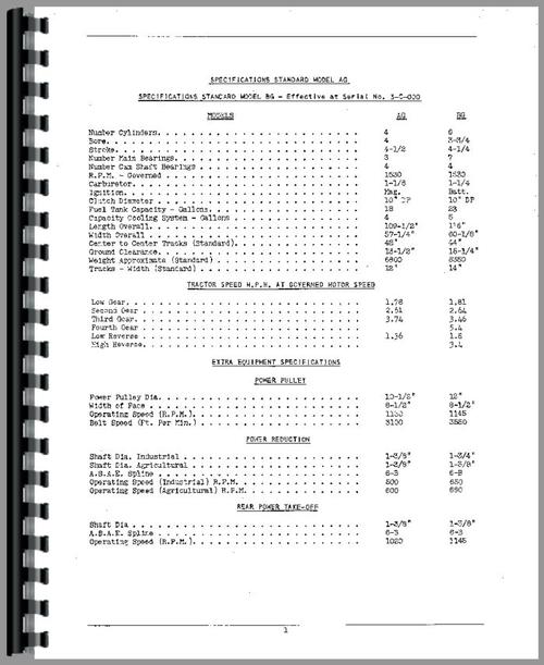Service Manual for Oliver BG Cletrac Crawler Sample Page From Manual