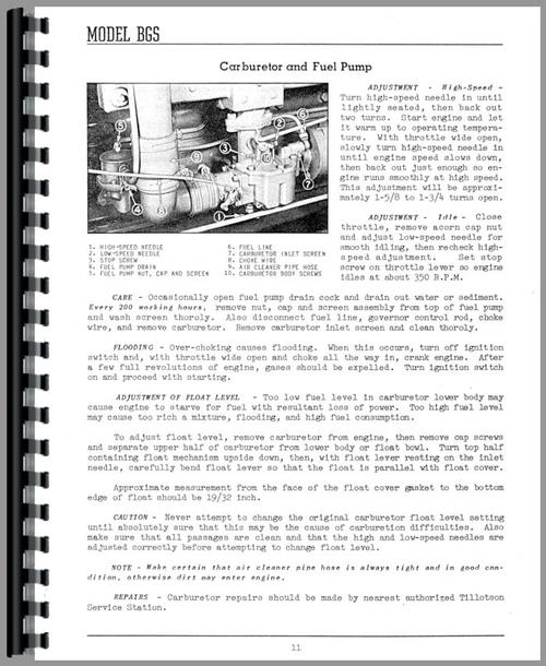 Service Manual for Oliver BGS Cletrac Crawler Sample Page From Manual
