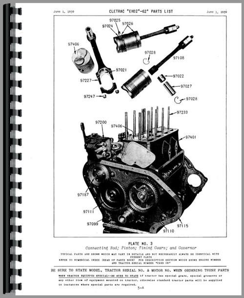 Parts Manual for Oliver EHD2-62 Cletrac Crawler Sample Page From Manual