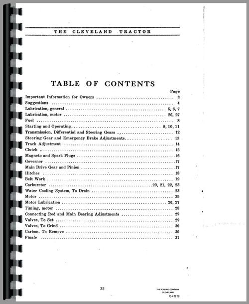Operators Manual for Oliver H Cletrac Crawler Sample Page From Manual