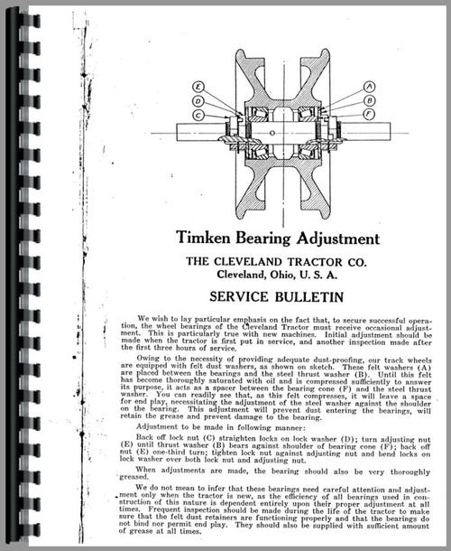Operators Manual for Oliver H Cletrac Crawler Sample Page From Manual