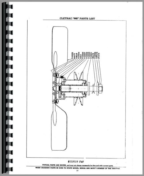 Parts Manual for Oliver HG Cletrac Crawler Sample Page From Manual