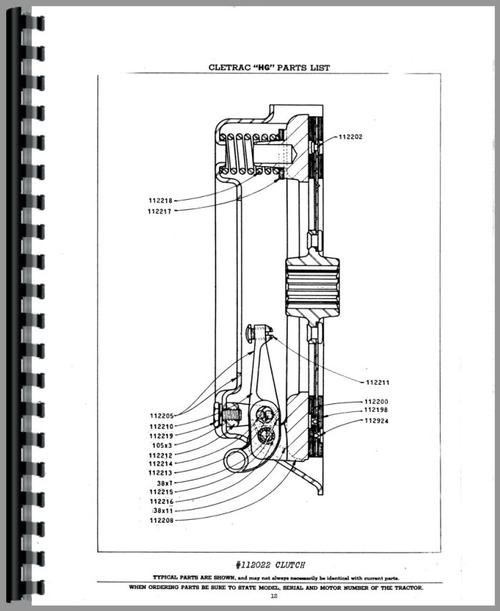 Parts Manual for Oliver HG Cletrac Crawler Sample Page From Manual