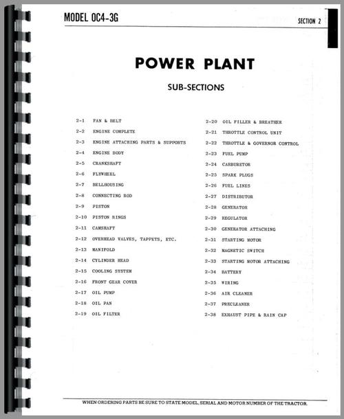 Parts Manual for Oliver OC-4 Cletrac Crawler Sample Page From Manual