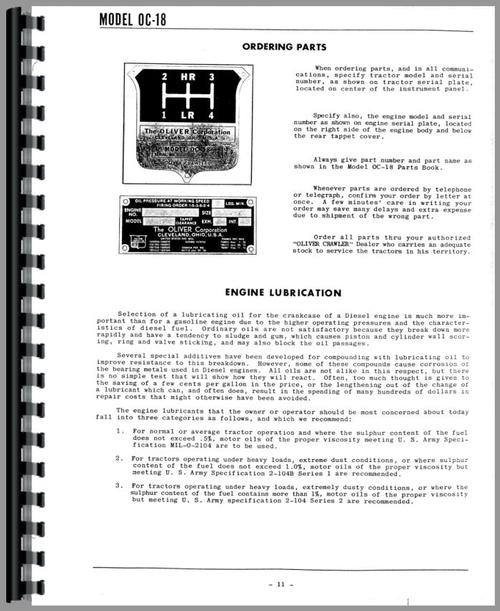 Service Manual for Oliver OC-4 Cletrac Crawler Sample Page From Manual