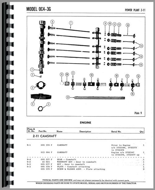Parts Manual for Oliver OC-46 Cletrac Crawler Sample Page From Manual