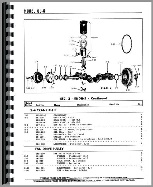 Parts Manual for Oliver OC-6 Cletrac Crawler Sample Page From Manual