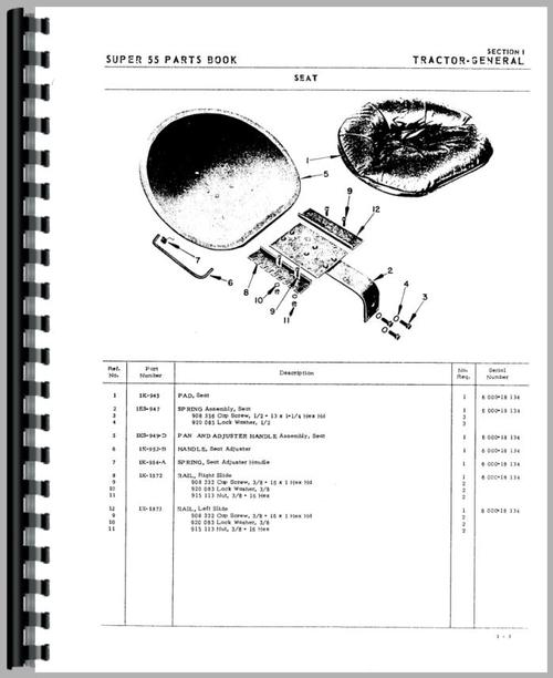 Parts Manual for Oliver Super 55 Tractor Sample Page From Manual