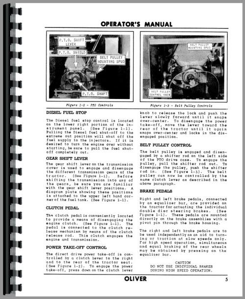 Operators Manual for Oliver Super 99 Tractor Sample Page From Manual