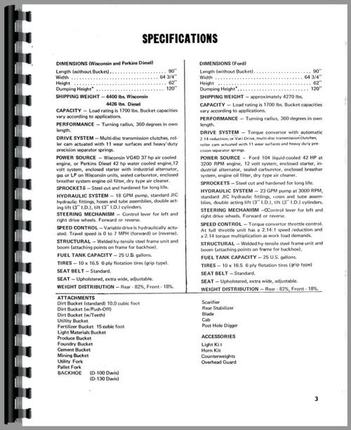 Operators Manual for Owatonna 1700 Skid Steer Loader Sample Page From Manual