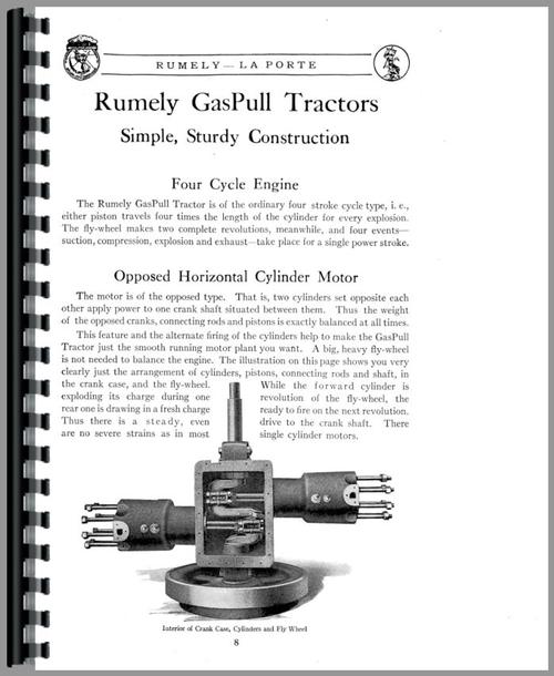 Operators Manual for Rumely 15-30 Oil Pull Tractor Sample Page From Manual