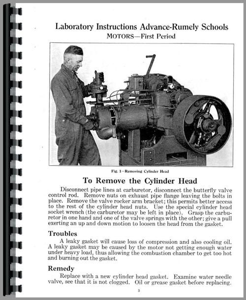 Service Manual for Rumely 16-30-H Training School Manual Sample Page From Manual