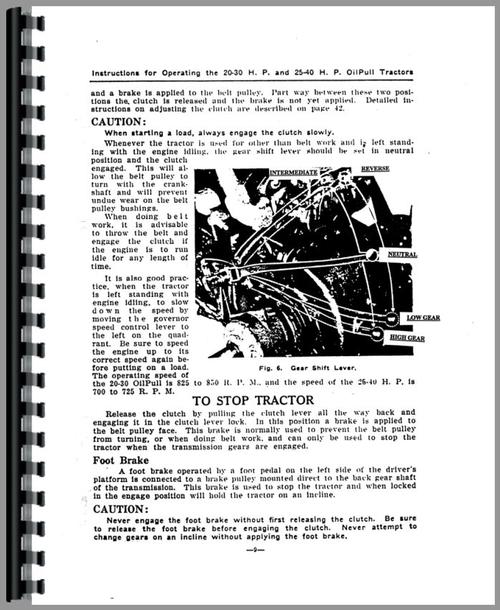 Service Manual for Rumely 20-30-W Oil Pull Tractor Sample Page From Manual