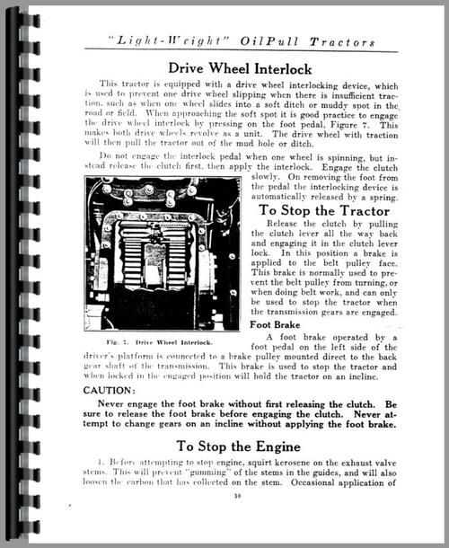 Service Manual for Rumely 20-35-M Oil Pull Tractor Sample Page From Manual