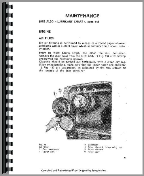 Operators Manual for Same Taurus 60 Tractor Sample Page From Manual