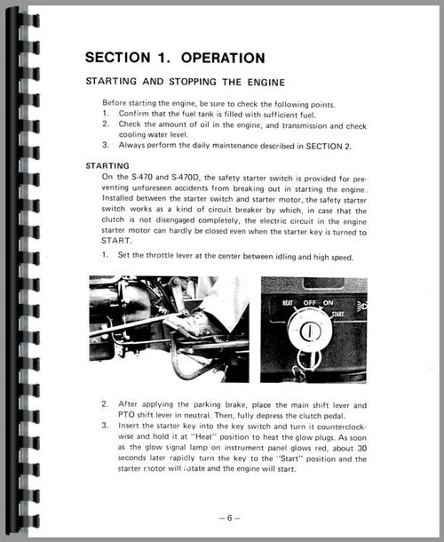 Operators Manual for Satoh Buck Tractor Sample Page From Manual