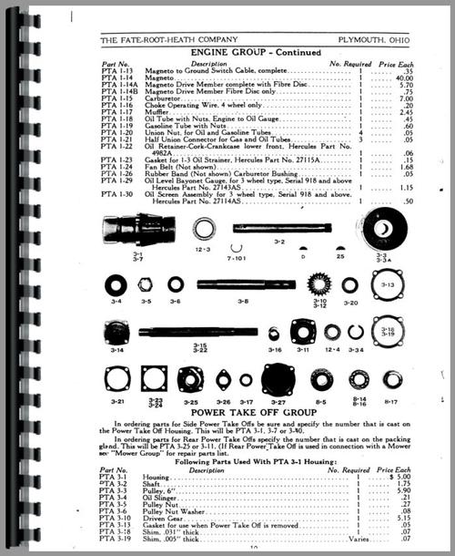 Parts Manual for Silver King all Tractor Sample Page From Manual