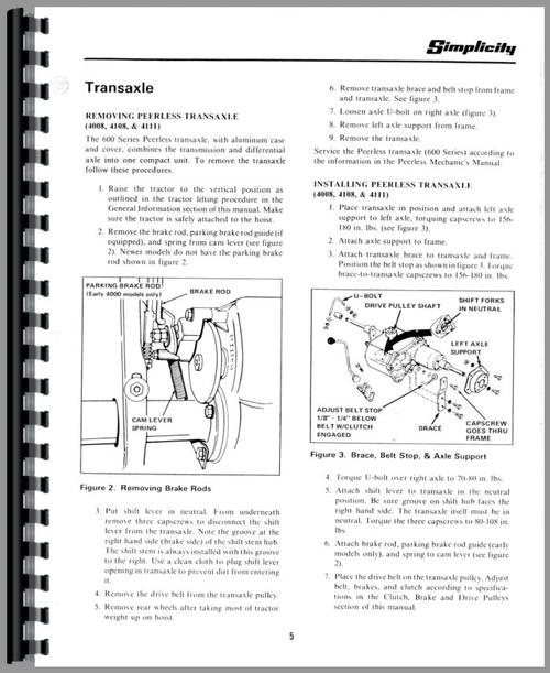 Service Manual for Simplicity 4008 Lawn & Garden Tractor Sample Page From Manual