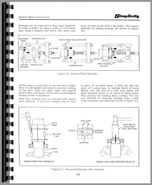 Service Manual for Simplicity Broadmoor 727 Lawn & Garden Tractor Sample Page From Manual