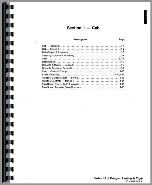 Parts Manual for Steiger Cougar Tractor Sample Page From Manual