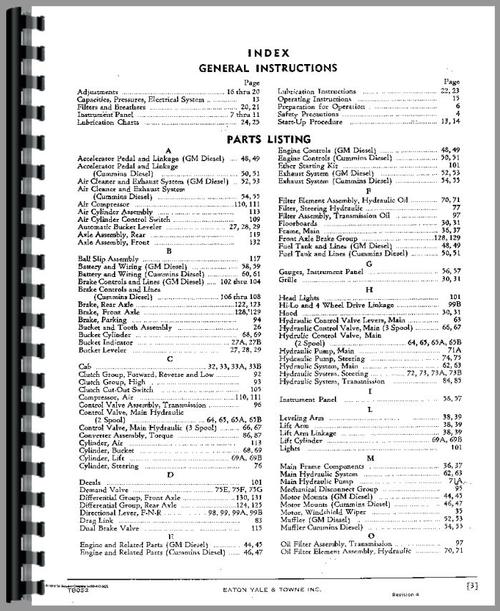 Parts Manual for Trojan 3000 Wheel Loader Sample Page From Manual