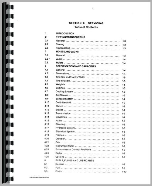 Service Manual for Versatile 700 Tractor Sample Page From Manual