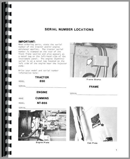 Operators Manual for Versatile 850 Tractor Sample Page From Manual