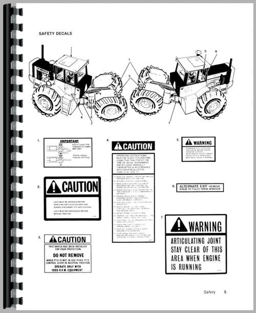 Operators Manual for Versatile 875 Tractor Sample Page From Manual