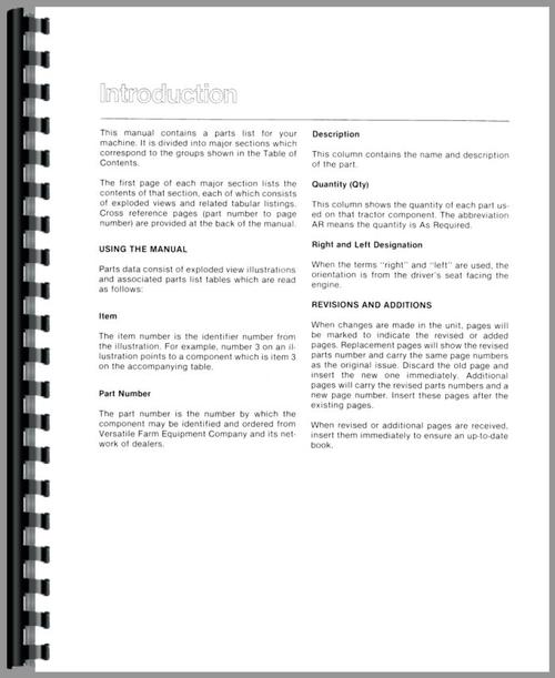 Parts Manual for Versatile 895 Tractor Sample Page From Manual