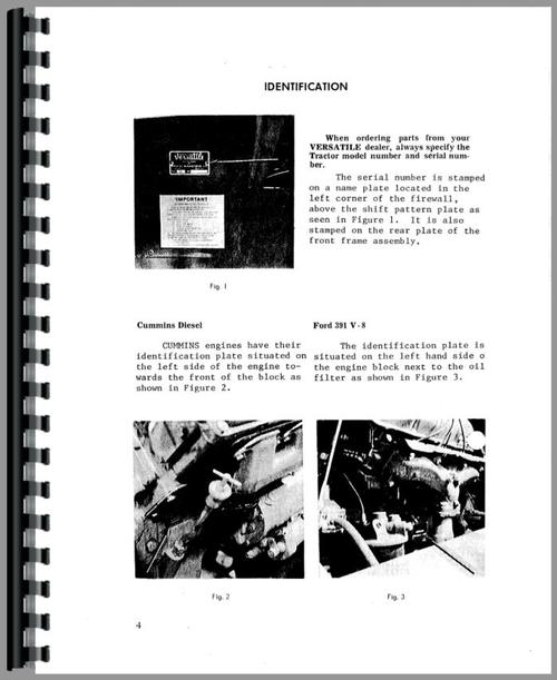 Operators Manual for Versatile D145 Tractor Sample Page From Manual