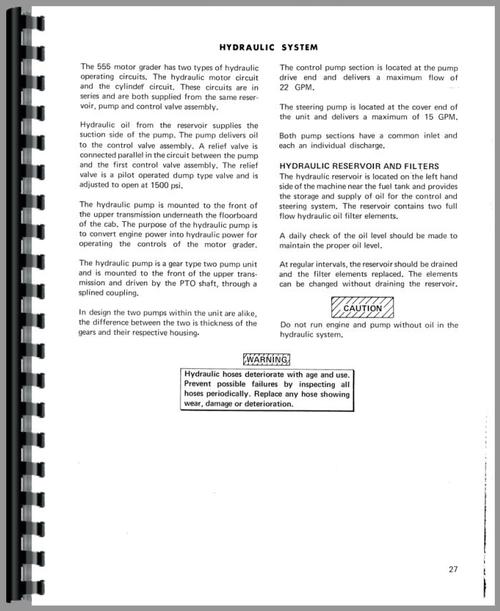 Service Manual for Wabco 555 Grader Sample Page From Manual