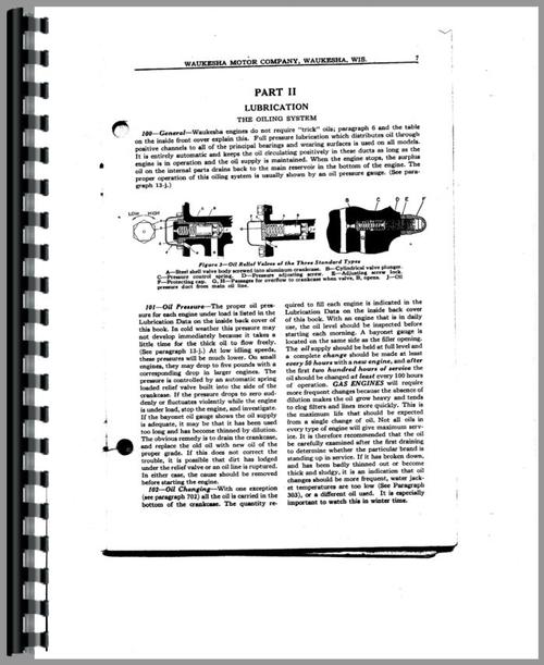Service & Operators Manual for Waukesha 140-GS Engine Sample Page From Manual