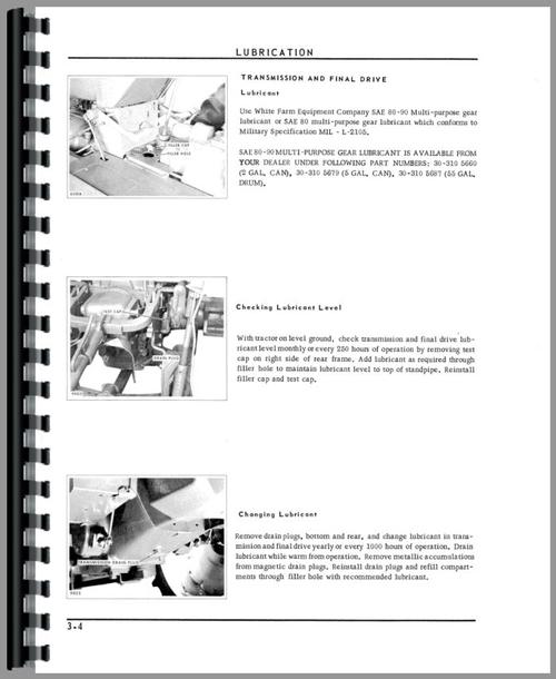 Operators Manual for White 1555 Tractor Sample Page From Manual
