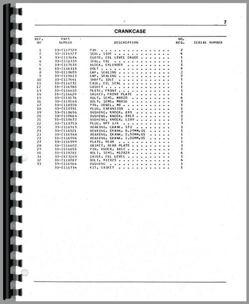 Parts Manual for White 16 Tractor Sample Page From Manual
