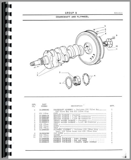 Parts Manual for Minneapolis Moline G350 Tractor Sample Page From Manual