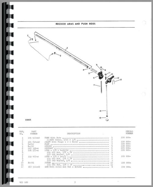 Parts Manual for White 1955 Tractor Sample Page From Manual