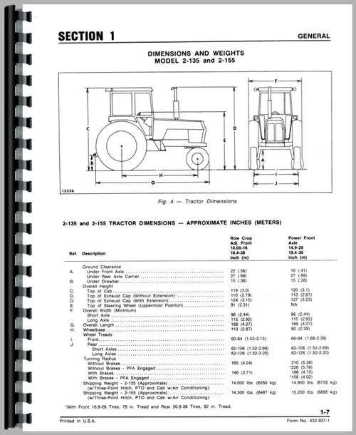 Service Manual for White 2-135 Tractor Sample Page From Manual