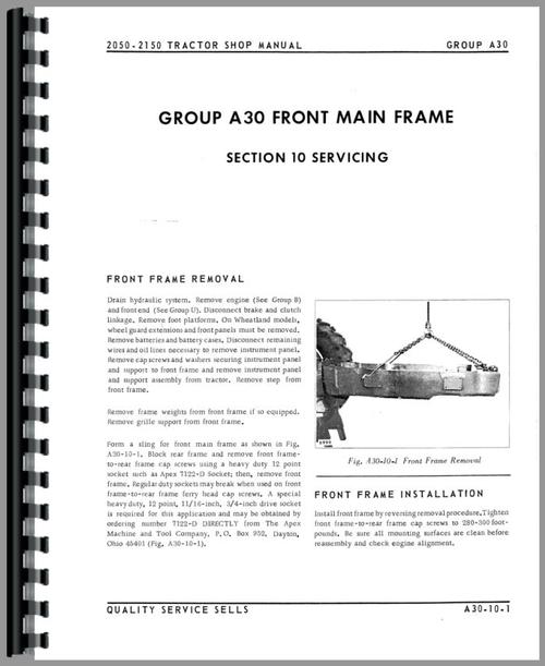 Service Manual for White 2050 Tractor Sample Page From Manual