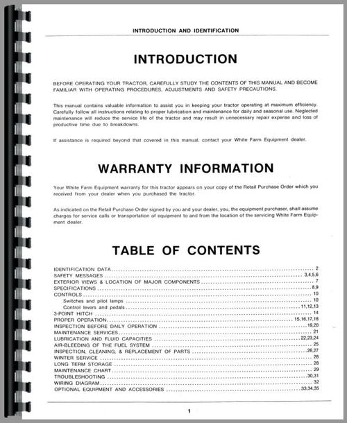 Operators Manual for White 21 Field Boss Tractor Sample Page From Manual