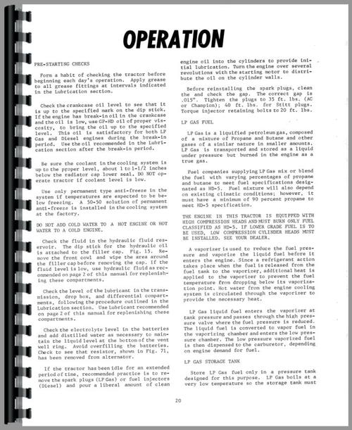 Operators Manual for White 2455 Tractor Sample Page From Manual