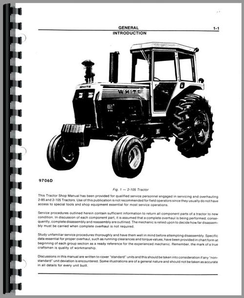 Service Manual for White 2-85 Tractor Sample Page From Manual